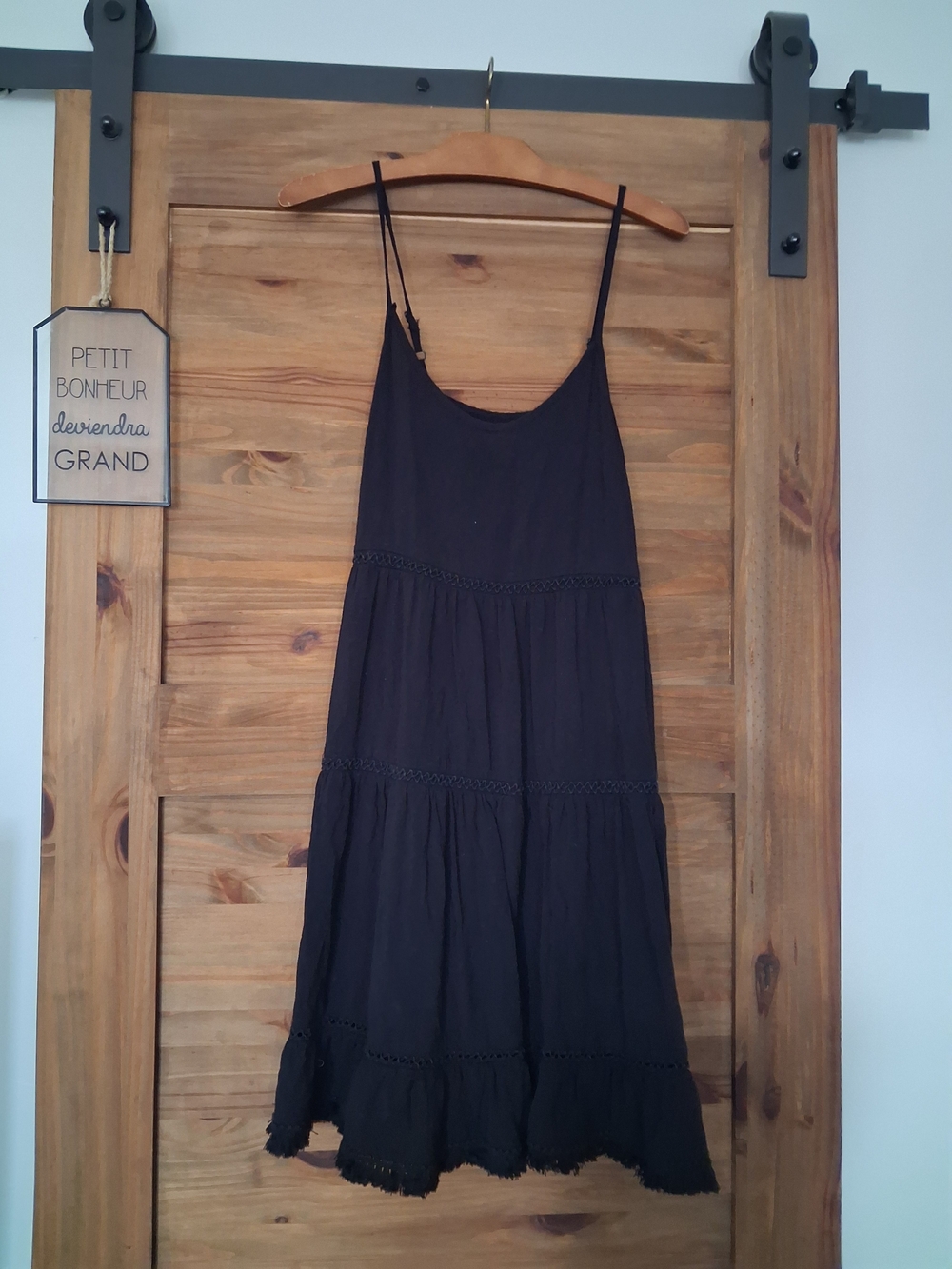 Mossimo Supply Co. Black Spaghetti-Strap Tiered Midi Dress